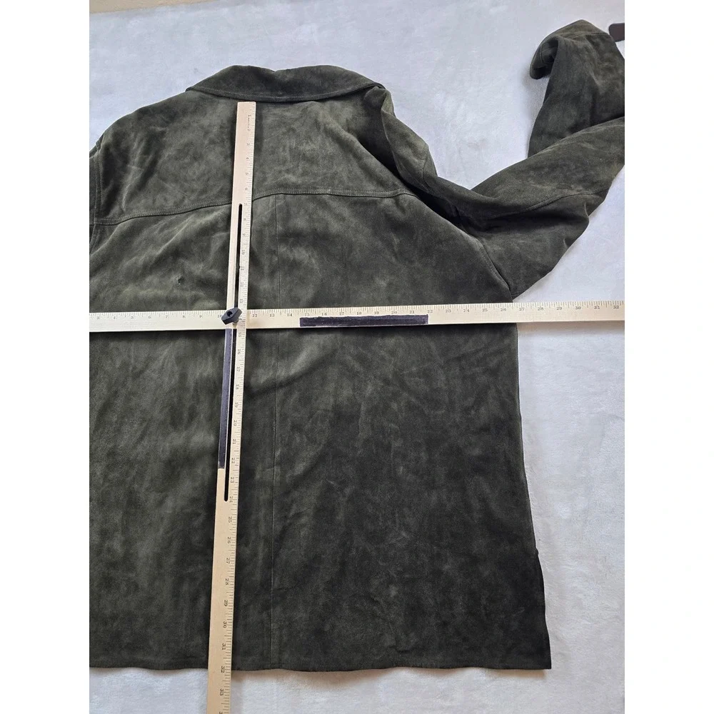 Vintage Banana Republic Suede Leather Jacket Men XL Green Zip Field Utility Coat